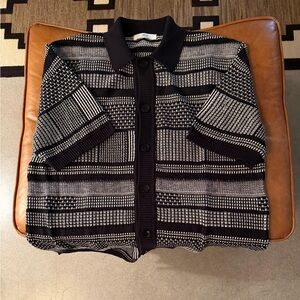 Men's Black and White Patterned Casual Shirt